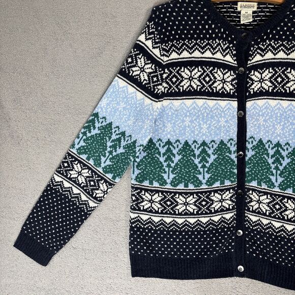 Classic Elements Womens Sweater Size M Fair Isle Christmas Holiday Cardigan Cozy - Picture 4 of 16